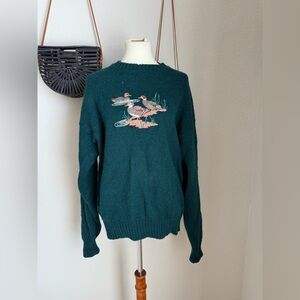 Vintage The Moors Lord Jeff Ducks 100% Shetland Wool Sweater, Size XL